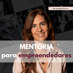foto de sofia brandingdemocoes.pt com fundo a preto com designação de Mentoria para empreendedores